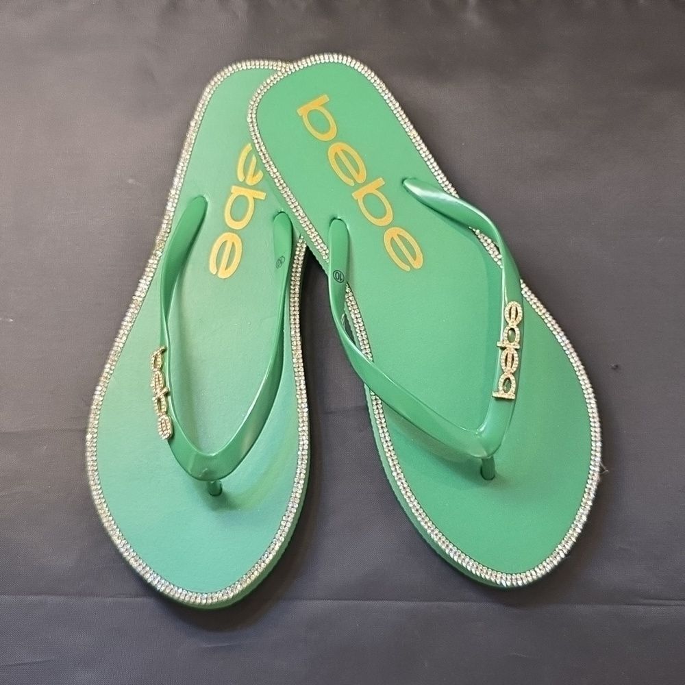 BRAND NEW BEBE RHINESTONE FLIP FLOP SANDALG1